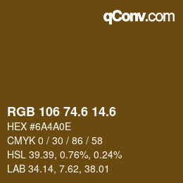 カラーコード: RGB 106 74.6 14.6 | qconv.com