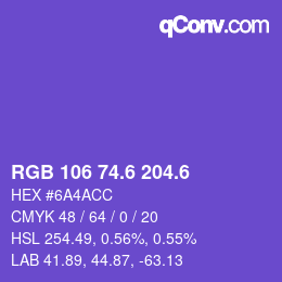 カラーコード: RGB 106 74.6 204.6 | qconv.com