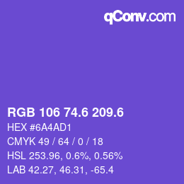 カラーコード: RGB 106 74.6 209.6 | qconv.com