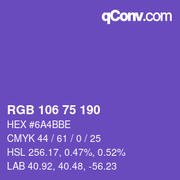颜色代码: RGB 106 75 190 | qconv.com