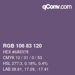 Farbcode: RGB 106 83 120 | qconv.com