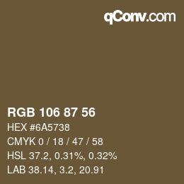 Code couleur: RGB 106 87 56 | qconv.com