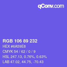 Color code: RGB 106 89 232 | qconv.com