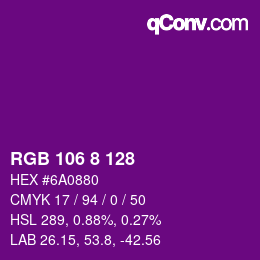 カラーコード: RGB 106 8 128 | qconv.com
