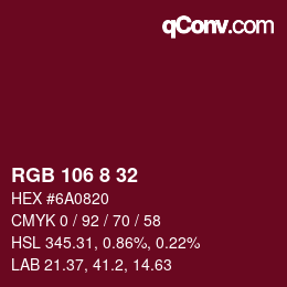 Color code: RGB 106 8 32 | qconv.com