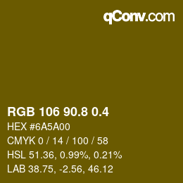 カラーコード: RGB 106 90.8 0.4 | qconv.com