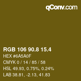 カラーコード: RGB 106 90.8 15.4 | qconv.com