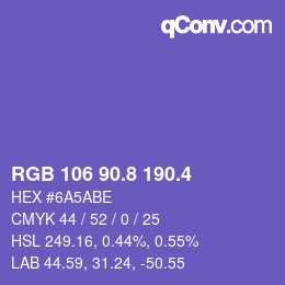 カラーコード: RGB 106 90.8 190.4 | qconv.com