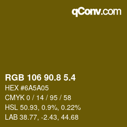 カラーコード: RGB 106 90.8 5.4 | qconv.com