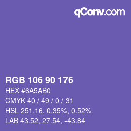 Farbcode: RGB 106 90 176 | qconv.com