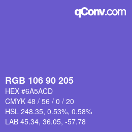 カラーコード: RGB 106 90 205 | qconv.com