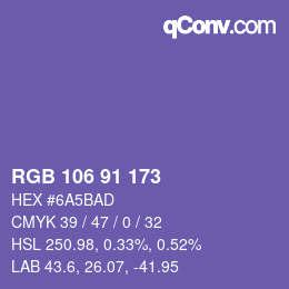 Farbcode: RGB 106 91 173 | qconv.com