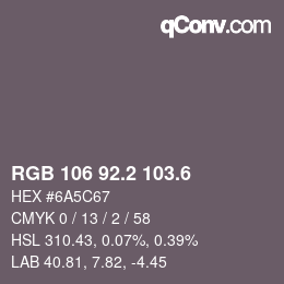 カラーコード: RGB 106 92.2 103.6 | qconv.com