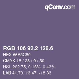 カラーコード: RGB 106 92.2 128.6 | qconv.com