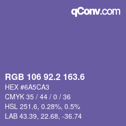 カラーコード: RGB 106 92.2 163.6 | qconv.com