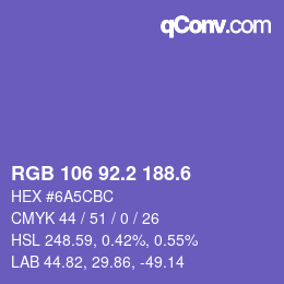 カラーコード: RGB 106 92.2 188.6 | qconv.com