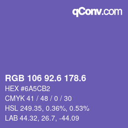 カラーコード: RGB 106 92.6 178.6 | qconv.com