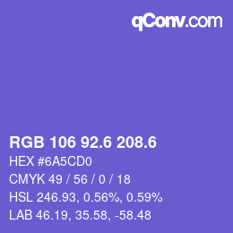 カラーコード: RGB 106 92.6 208.6 | qconv.com