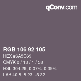 颜色代码: RGB 106 92 105 | qconv.com