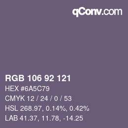 Color code: RGB 106 92 121 | qconv.com