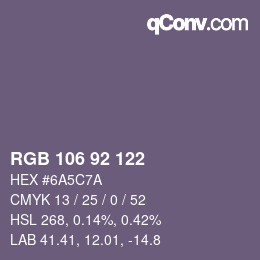 カラーコード: RGB 106 92 122 | qconv.com