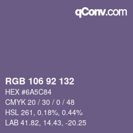 Color code: RGB 106 92 132 | qconv.com