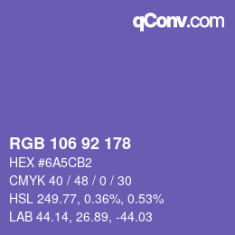 カラーコード: RGB 106 92 178 | qconv.com