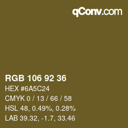 カラーコード: RGB 106 92 36 | qconv.com