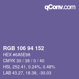 カラーコード: RGB 106 94 152 | qconv.com