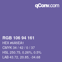 颜色代码: RGB 106 94 161 | qconv.com