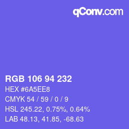 颜色代码: RGB 106 94 232 | qconv.com