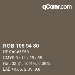 Code couleur: RGB 106 94 80 | qconv.com
