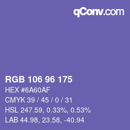 Color code: RGB 106 96 175 | qconv.com