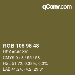 颜色代码: RGB 106 98 48 | qconv.com