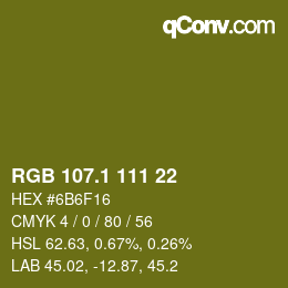 カラーコード: RGB 107.1 111 22 | qconv.com