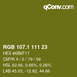 カラーコード: RGB 107.1 111 23 | qconv.com
