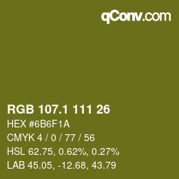 カラーコード: RGB 107.1 111 26 | qconv.com