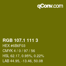 カラーコード: RGB 107.1 111 3 | qconv.com