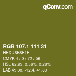 カラーコード: RGB 107.1 111 31 | qconv.com
