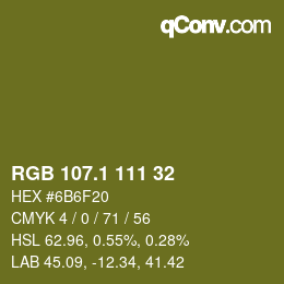 カラーコード: RGB 107.1 111 32 | qconv.com