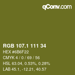 カラーコード: RGB 107.1 111 34 | qconv.com