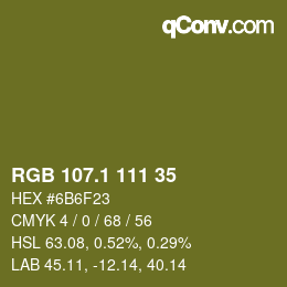 カラーコード: RGB 107.1 111 35 | qconv.com