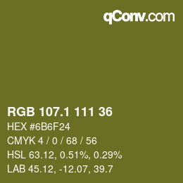 カラーコード: RGB 107.1 111 36 | qconv.com