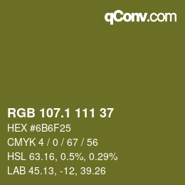 カラーコード: RGB 107.1 111 37 | qconv.com