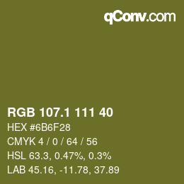 カラーコード: RGB 107.1 111 40 | qconv.com