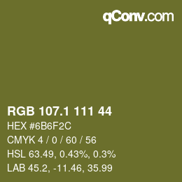 カラーコード: RGB 107.1 111 44 | qconv.com
