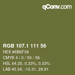 カラーコード: RGB 107.1 111 56 | qconv.com