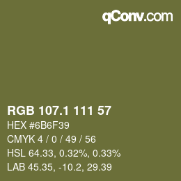 カラーコード: RGB 107.1 111 57 | qconv.com