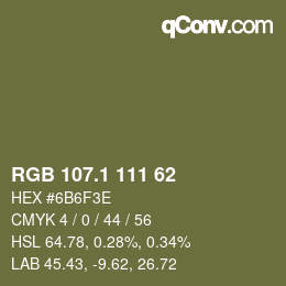 カラーコード: RGB 107.1 111 62 | qconv.com