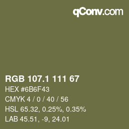 Color code: RGB 107.1 111 67 | qconv.com
